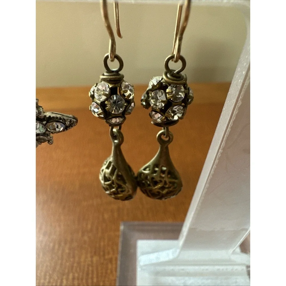 5 Pair Vintage Rhinestone Pierced Earrings Fashion Costume